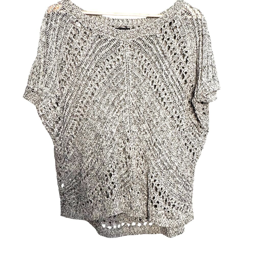 Express Short Sleeve Open Knit Medium Top